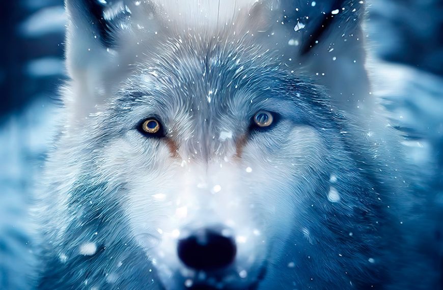Lobo adulto con pelaje de tono azulado.