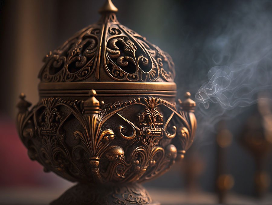 Espectacular quemador de incienso árabe fabricado en bronce.